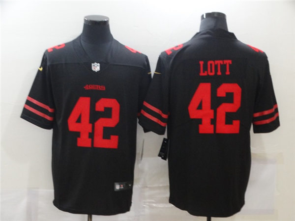 Men's San Francisco 49ers Retired Player #42 Ronnie Lott Nike Black Alternate Vapor Limited Player Jersey