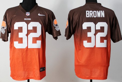 Men's Cleveland Browns #32 Jim Brown 2013 Drift Fashion II Brown Elite Jersey