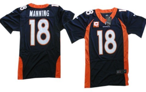 Men's Denver Broncos #18 Peyton Manning Blue Nike Elite Jersey