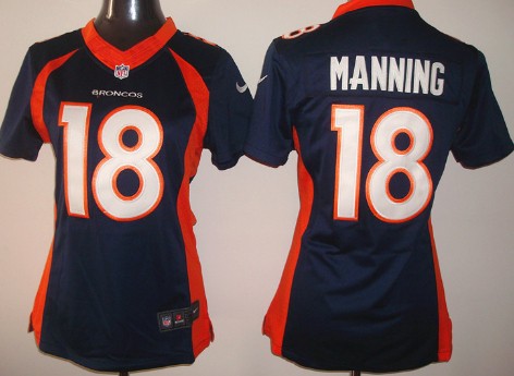 Womens Denver Broncos Retired Player #18 Peyton Manning Nike Navy Limited Jersey