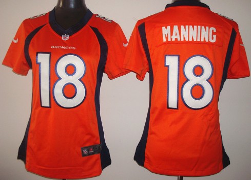 Womens Denver Broncos Retired Player #18 Peyton Manning Nike Orange Limited Jersey