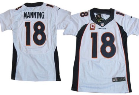 Men's Denver Broncos #18 Peyton Manning White Nike Elite Jersey