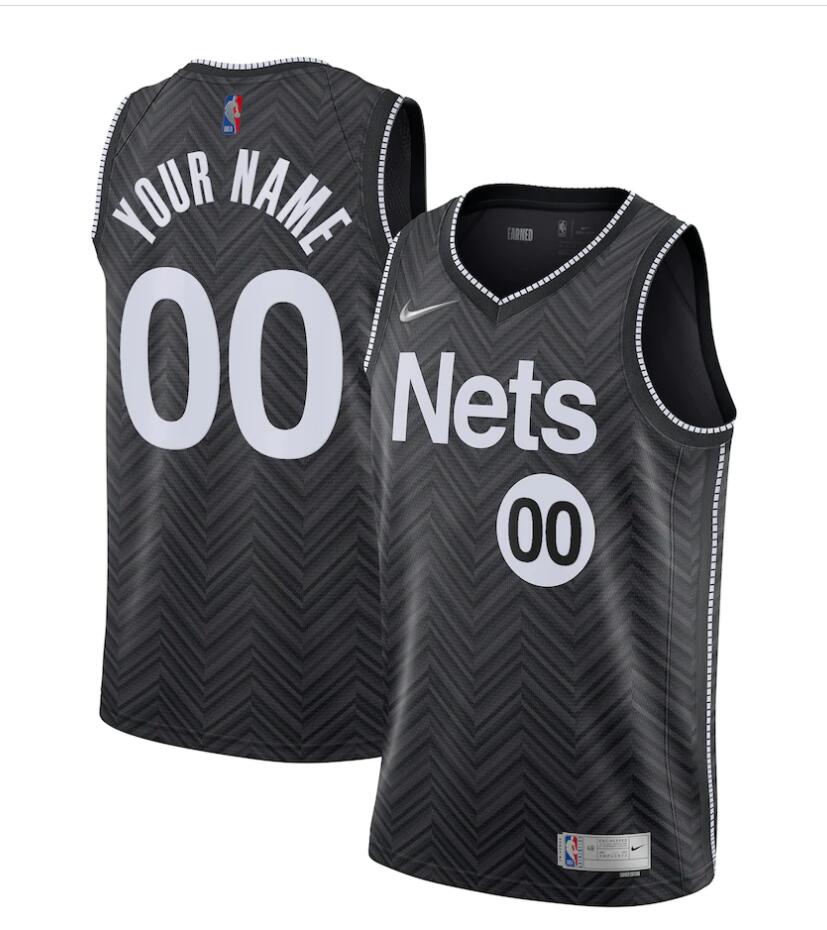 Mens Brooklyn Nets Custom Nike Black 2021 EARNED EDITION Jersey