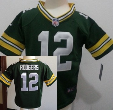 Toddler's Nik Green Bay Packers #12 Aaron Rodgers Green Football Jersey