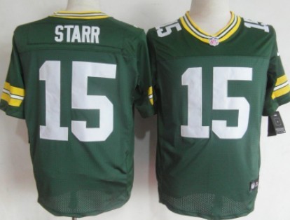 Men's Green Bay Packers #15 Bart Starr Green Nik Elite Jersey
