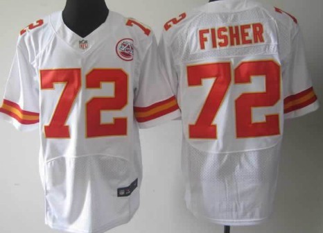 Men's Kansas City Chiefs #72 Eric Fisher White Nik Elite Jersey