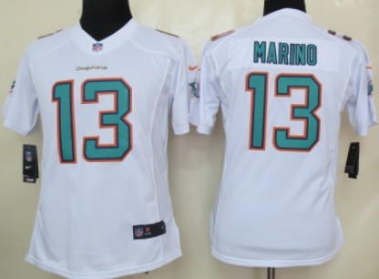 Womens Miami Dolphins #13 Dan Marino Nike White Vapor Limited Jersey