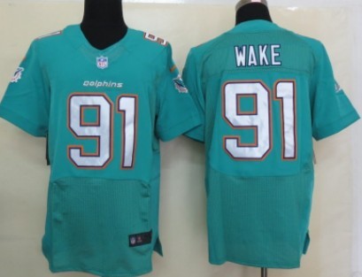 Mens Nike Elite  Miami Dolphins Jersey #91 Cameron Wake Green-2013 New