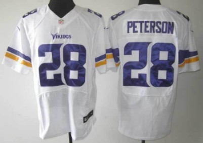 Mens Nik Jersey  Minnesota Vikings #28 Adrian Peterson White Elite