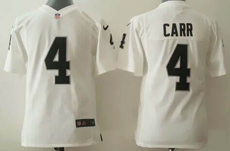 Kid's Las Vegas Raiders #4 Derek Carr White Nike Limited Jersey