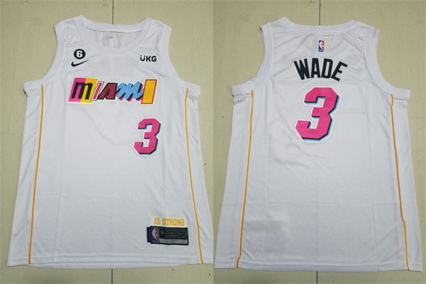 Mens Miami Heat #3 Dwyane Wade White Nike 2022-23 Miami City Edition Jersey
