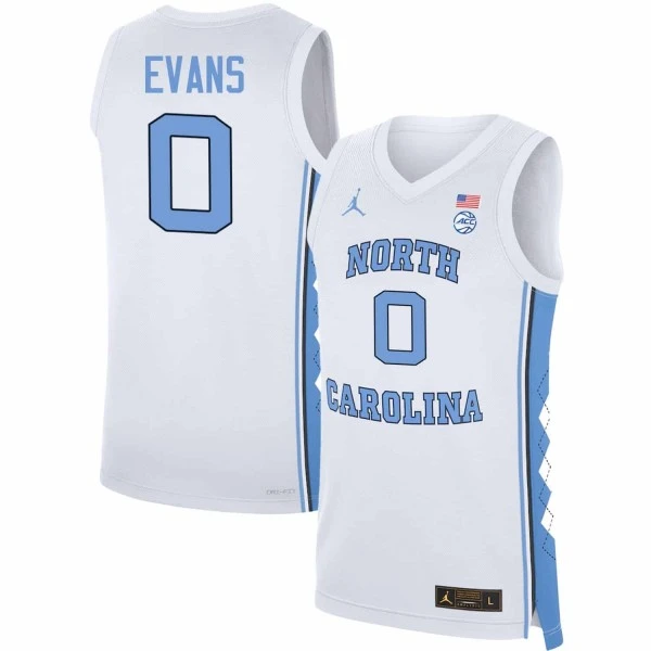 North Carolina Tar Heels #0 Kyan Evans  White College Basketball Game Jersey