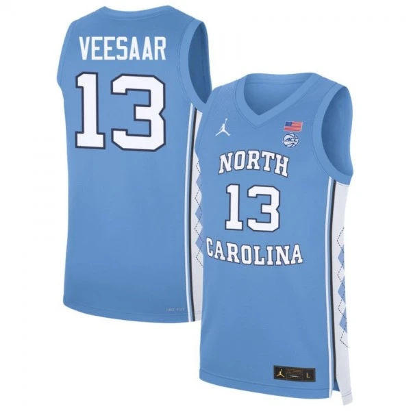 North Carolina Tar Heels #13 Henri Veesaar Blue College Basketball Game Jersey