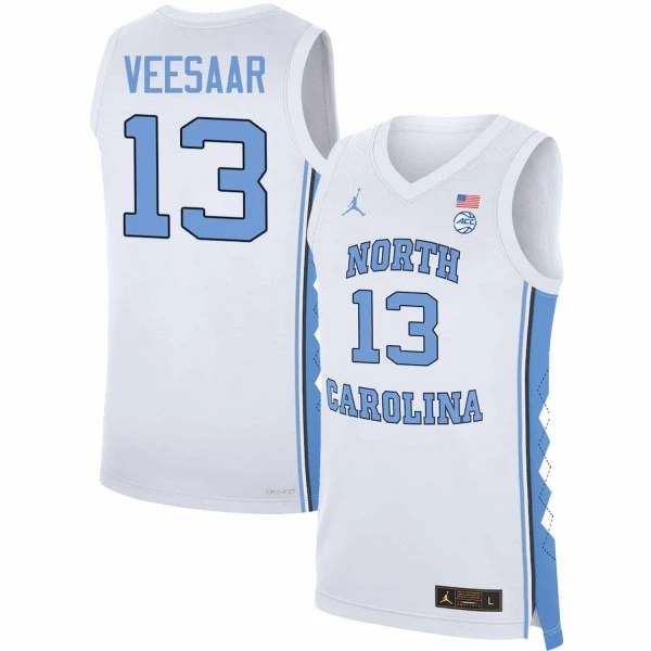 North Carolina Tar Heels #13 Henri Veesaar White College Basketball Game Jersey
