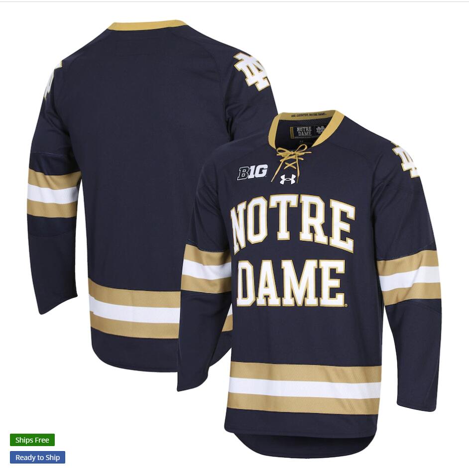 Mens Notre Dame Fighting Irish Blank Under Armour NCAA Navy Notre Dame Hockey Team Jersey