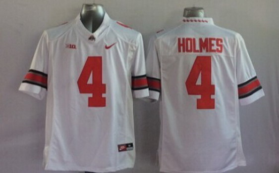 Men's Ohio State Buckeyes #4 Santonio Holmes Nike White Limited College Football Jersey