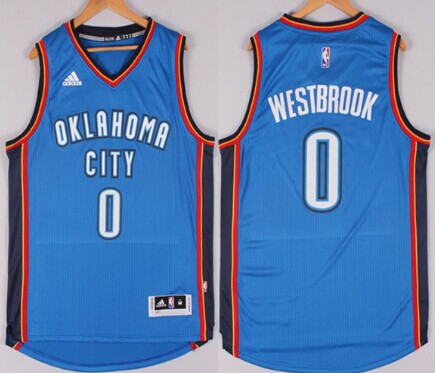 Men's Oklahoma City Thunder 0# Russell Westbrook 2015 Revolution 30 Swingman Royal Blue Jersey