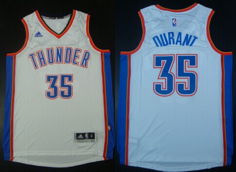 Men's Oklahoma City Thunder #35 Kevin Durant 2015 Revolution 30 Swingman White Jersey