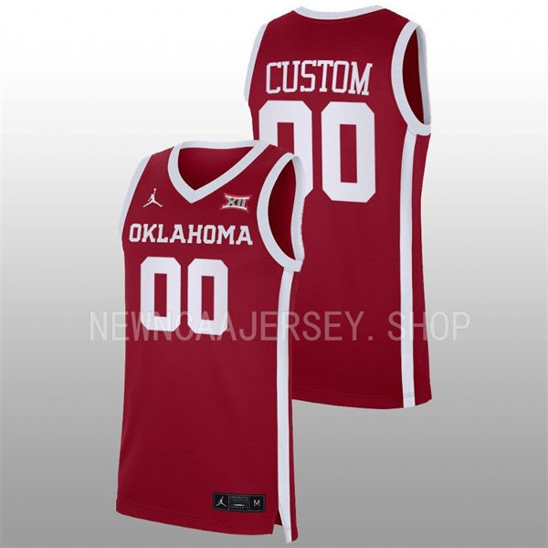 Mens Youth Oklahoma Sooners Custom Stitched 2023 XII Crimson College Basketball Game Jersey