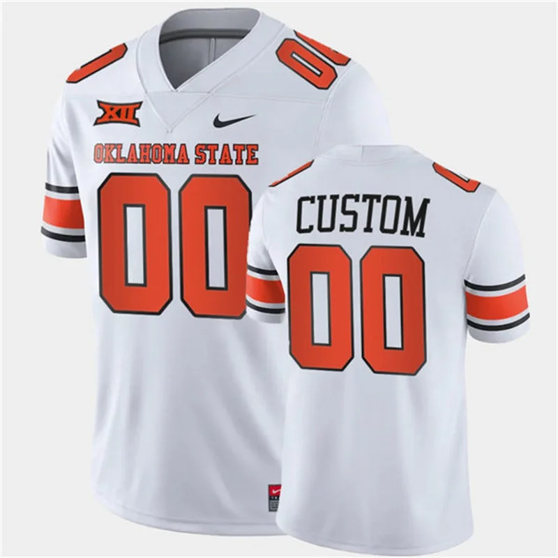 Oklahoma State Cowboys Custom Nike White Orange Football Uniform Jersey