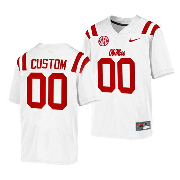 Mens Ole Miss Rebels Custom Wesley Walls Ken Webster Javon Patterson A.J. Moore Mike Hilton Brandon Bolden Mike Wallace Nike White Football Jersey