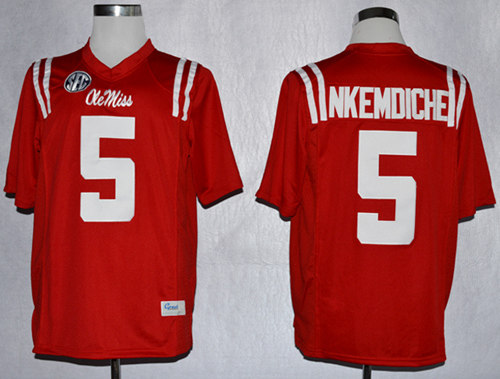 Men's Ole Miss Rebels #5 Robert Nkemdiche College Football Jerseys-Red