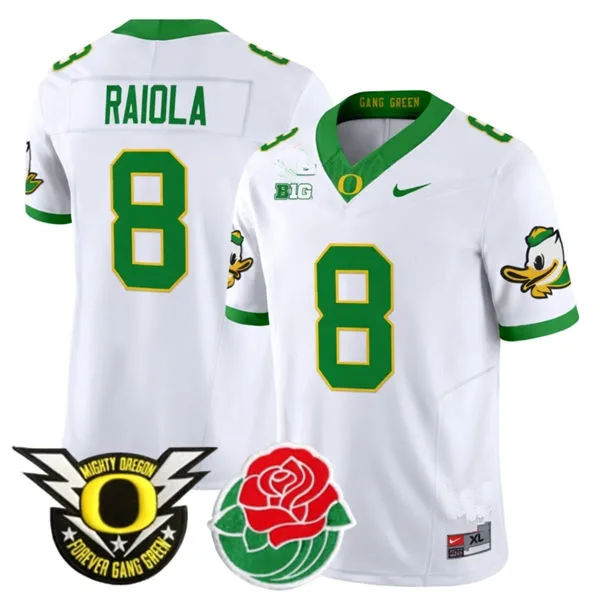 Mens Oregon Ducks #8 Dylan Raiola White MIGHTY OREGON Football F.U.S.E. Limmited Jersey