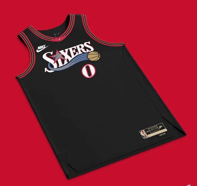 Philadelphia 76ers Custom Nike Black Hardwood Classics Swingman Jersey