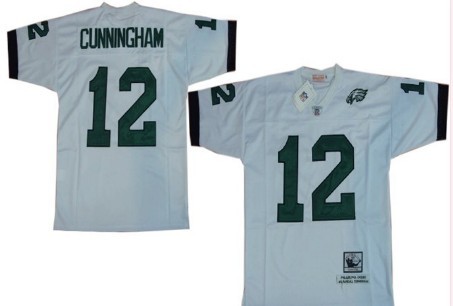 Men's Philadelphia Eagles #12 Randall Cunningham White Throwback Jersey