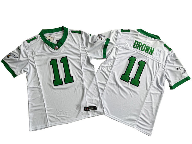 Mens Philadelphia Eagles #11 A.J. Brown Nike White  1996 Retro F.U.S.E. Limited Jersey