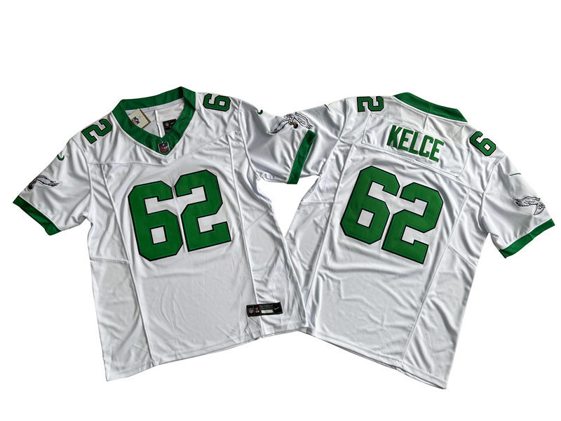 Mens Philadelphia Eagles #62 Jason Kelce 2023 Nike White 1996 Retro Vapor F.U.S.E. Limited Jersey