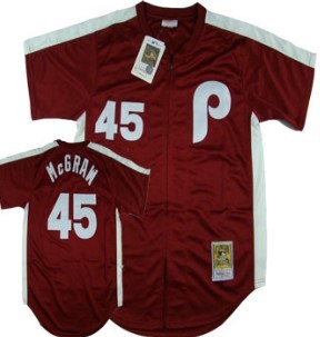Men's Philadelphia Phillies #45 Tug McGraw Red Throwback Jersey