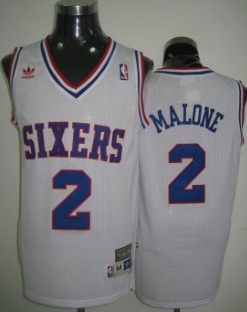 Men's Philadelphia 76ers #2 Moses Malone White Hardwood Classics Soul Swingman Throwback Jersey