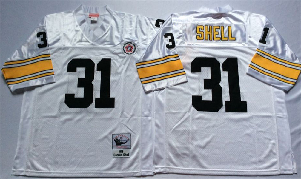 Mens Pittsburgh Steelers 75 Joe Greene White Mitchell & Ness Throwback Football Jersey