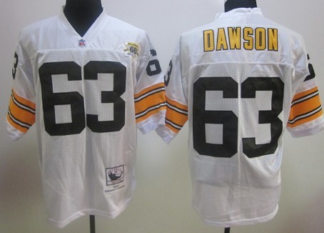 Pittsburgh Steelers #63 Dermontti Dawson White Throwback 60TH Jersey