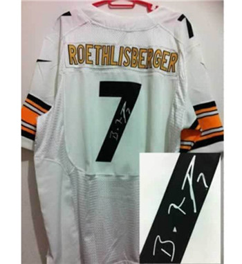 Pittsburgh Steelers #7 Ben Roethlisberger white Nik Signed Elite Jersey