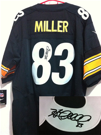 Pittsburgh Steelers #83 Heath Miller Black Nike Signed Elite Jersey