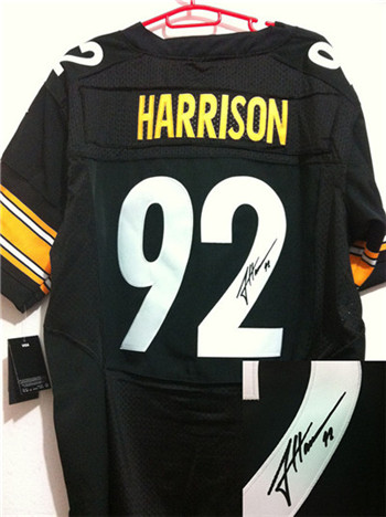 Pittsburgh Steelers #92 James Harriosn Black Nike Signed Elite Jersey