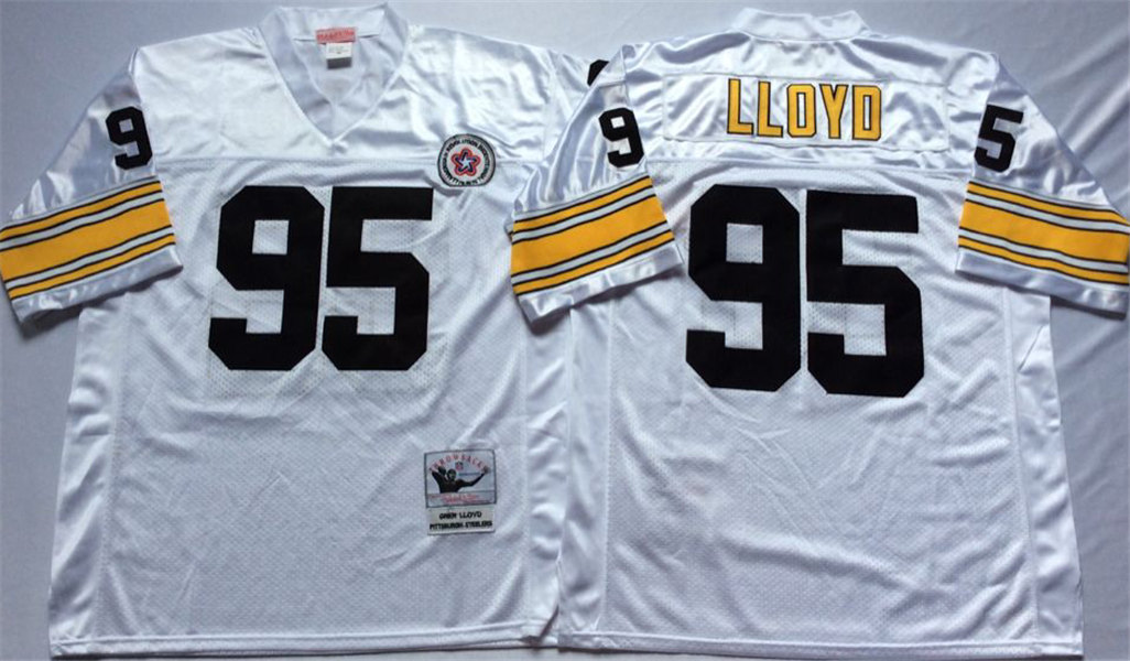 Mens Pittsburgh Steelers 75 Joe Greene White Mitchell & Ness Throwback Football Jersey