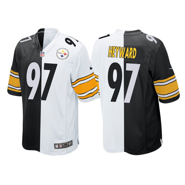 Men's Pittsburgh Steelers #97 Cameron Heyward Nike White Black Split Two Tone Game Jersey