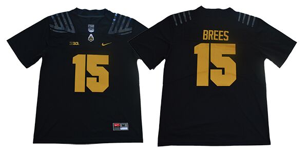 Mens Purdue Boilermakers #15 Drew Brees Nike Black Football Jersey