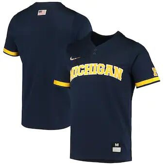 Mens Youth Michigan Wolverines Blank 2022 Diamond Nike Navy two-Button Pullover College Baseball Jersey