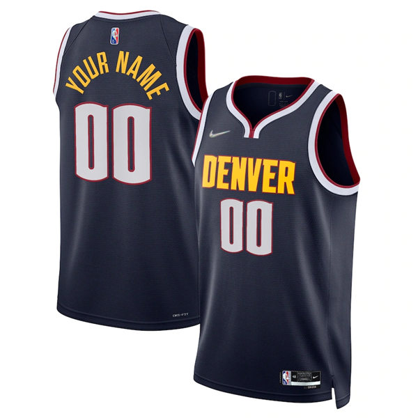 Mens Denver Nuggets Custom Nike Navy NBA Icon Edition Jersey