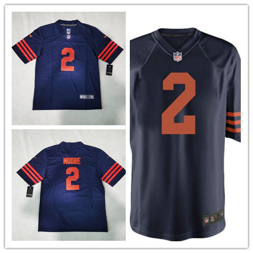 Men's Chicago Bears #2 D.J. Moore Nike Navy Orange Vapor Untouchable Limited Jersey