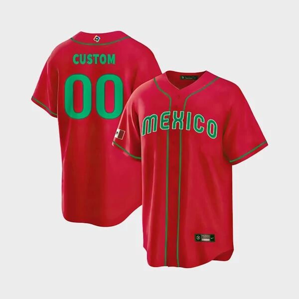 Men's Youth Custom Mexico Basebal Red 2023 World Baseball Classic Jersey