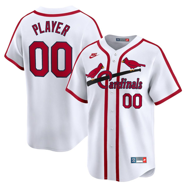 Men's  Youth St. Louis Cardinals Custom Nike Cooperstown Collection Limited Jersey - White