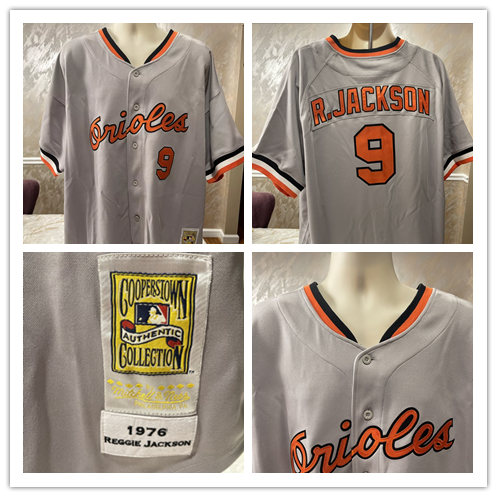 Mens Baltimore Orioles #9 Reggie Jackson 1976 Gray Throwback Jersey