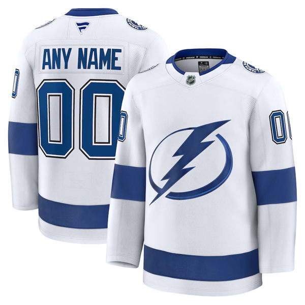 Youth Tampa Bay Lightning Custom Fanatics White Away Jersey