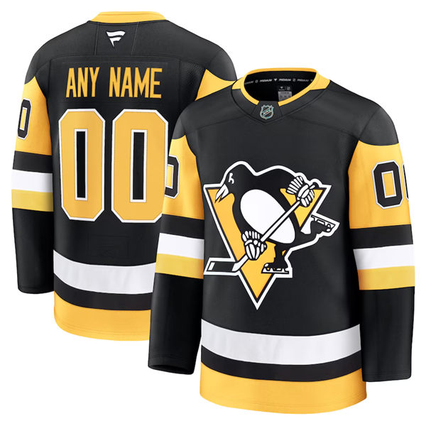 Youth Pittsburgh Penguins Custom Stitched Fanatics Home Black Jersey