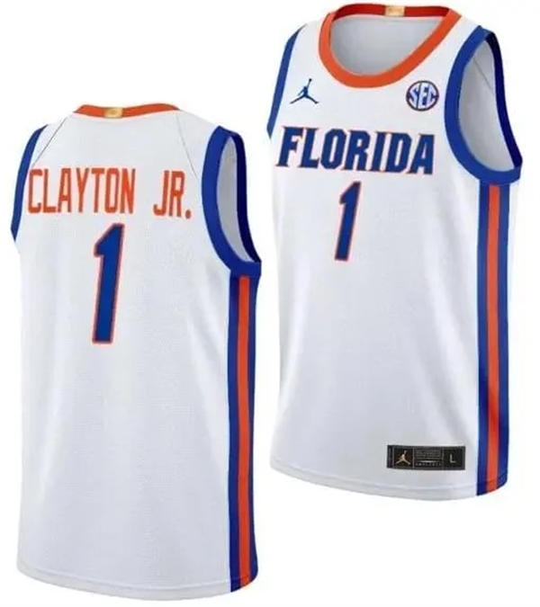 Mens Youth  Florida Gators #1 Walter Clayton Jr. 2023-24 White Basketball Game Jersey